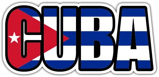 Adhesivo de vinilo con nombre de país con bandera de Cuba, tamaño grande, 12 pulgadas