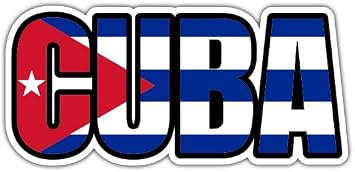 Cuba Flag Country Name Vinyl Sticker - Large - 12"