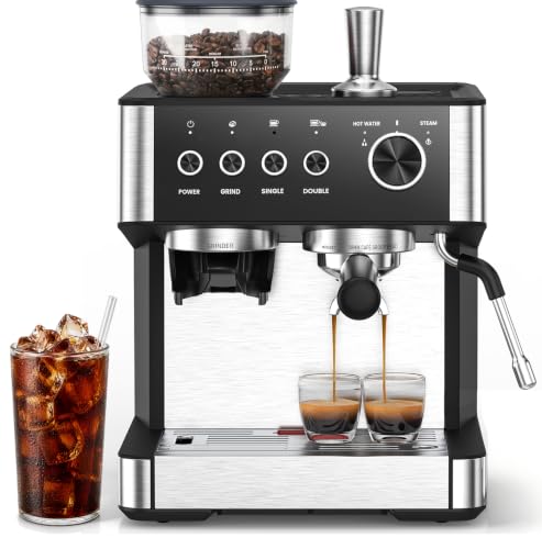 Image of Electactic Coffee Maker with Grinder, Black & Stainless Steel Espresso
