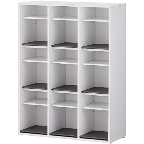 法人様向け オフィスコム スリッパシューズラック 靴箱 樹脂棚付き 中棚付き 3列3段 9人用 木製 幅900×奥行350×高さ1190mm ホワイト OC-WSSR-R339-WH