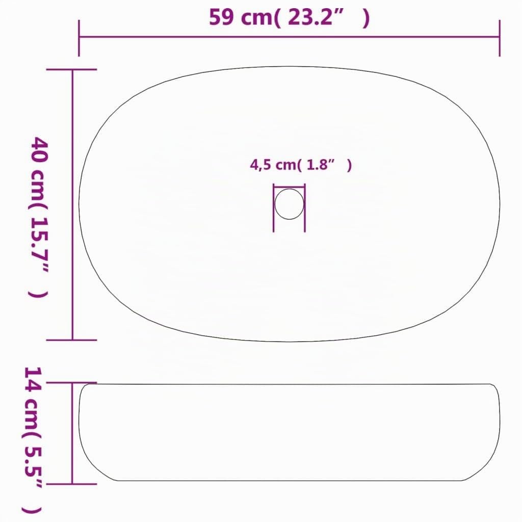 vidaXL Lavabo sobre Encimera Ovalado, Lavamanos de Tocador, Lavabo de Fregadero, Lavamanos sobre Encimera para Baño Aseo, Cerámica Arena Marrón