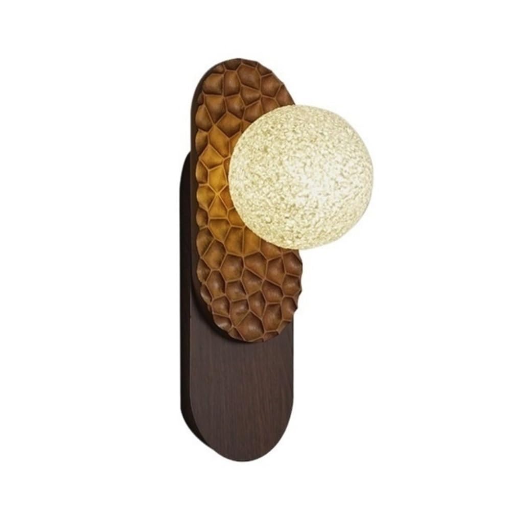 birene Wall Lamp Vintage Walnut Color Living Room Decorative Lamp Three-Color LED Bedroom Bedside Wall Lamp