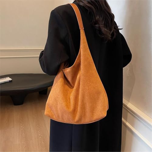 Bolsos hobo retro para mujer, de ante, informales y espaciosos, bandoleras y bolsos de mano miniatura 5