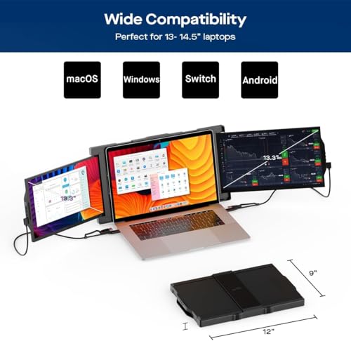 Image of Trio 3 Pro 14.1 inch Mobile Pixels Portable Laptop Monitor(2026 Version), 1400p QHD Triple Monitor with Built-in Kickstand, One USB-C Cable Setup Laptop Screen Extender(Optional Magnets), Windows /macOS