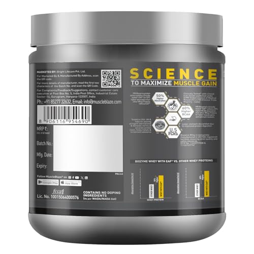 Image of MuscleBlaze Biozyme Performance Whey Protein Powder, Rich Chocolate (500g / 1.1lbs) | 25g Protein Per Scoop | Clinically Tested 50% Higher Protein Absorption