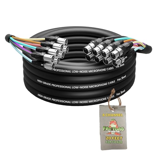 Fat Toad 20ft 8-Channel XLR Snake Cable (ShieldedPRO X Series) – Audio Patch Cord Wires with...