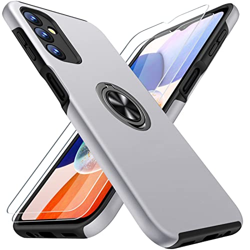 Jame For Samsung Galaxy A14 5G Case, Samsung A14 5G Case With Screen Protector, Slim Soft Bumper Case For A14 5G With Ring Kickstand, Military-Grade Protection Case For Samsung Galaxy A14 5G-Silver #TOP20