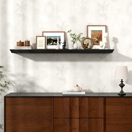 Image of 48 Inch Floating Shelves for Wall, 9.3 inchD Crown Molding Wood Display Shelf