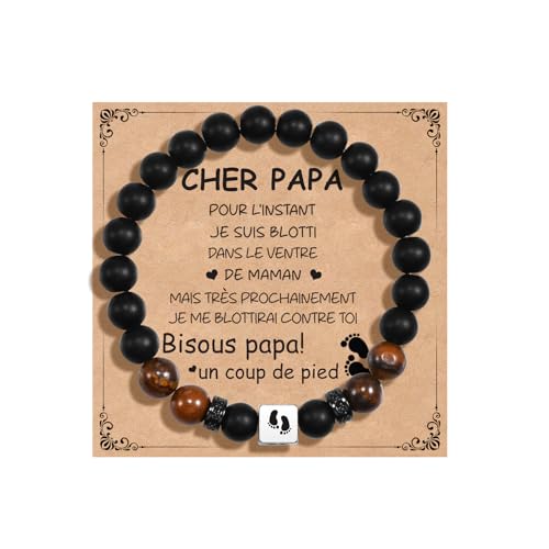 CheersLife Cadeau Futur Papa - Annonce Grossesse Papa,Premier Cadeau Fete Des Peres,Bracelet Homme,Cadeaux Anniversaire Homme 30-50 Ans