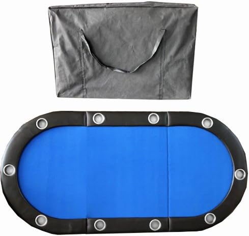 IDS Blue Texas Hold'em 84" 10 Player Folding Poker Table Top w/Stainless Steel Cup