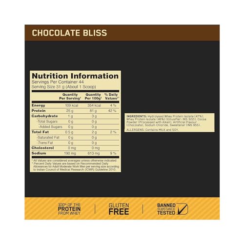 Image of Optimum Nutrition Gold Standard 100% Isolate, Protein Powder, Chocolate Bliss, 3 Pounds, 44 Servings. Whey Protein Isolate (Packaging May Vary) (Pack of 4)