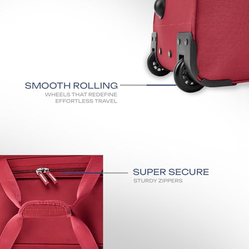 Image of Safari Men and Women Buzz 55 Cms Small Polyester Rolling Wheels Carry On Luggage Duffle Bag for Travel, Luggage Bags for Travel, Travel Bag and, Red, 22 Centimeters