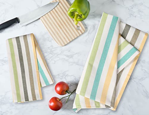 Image of FINGERCRAFT Kitchen Cloth 100% Soft High GSM Cotton Fabric Kitchen Towel, 20 x 30 Inches Perfect Size for Kitchen Uses, Set of 6, Multipurpose Use as Dish Towel, Bar Towel (Soft Stripe)