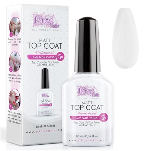 Top Coat Semipermanente UV/LED 10 ml - Top Coat OPACO Smalto Gel Sigillante Unghie Senza Strato di Dispersione, Incrementa la durata e dona un Effetto Opaco a Gel Color, Acrygel, Semipermanenti