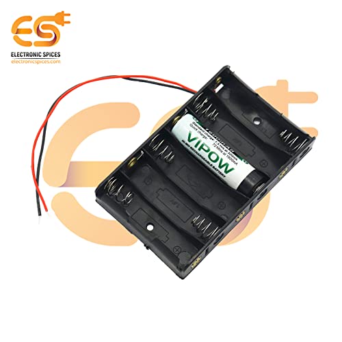 Image of Electronic Spices AA 6 Cell Battery Holder Hard Plastic Case With Wire Pack of 1 (1.5v X 6 Cells = 9volt)