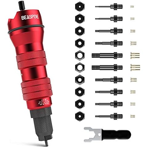 Cordless Drill Electric Rivet Gun Adapter Rivet Nut Drill Adapter Kit Including 10 Mandrel and 50Pcs Assorted Rivet Nuts, Rugged Carrying Case Cover