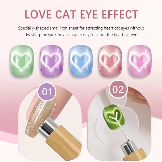4 In 1 Cat Eye Magnet For Nails With Y-Shape And Bunny Mold For Heart And Bunny Cat Eye Pattern Nail Magnet Set For Nail Art,Multifunctional Nail Polish Magnet, Strong Magnet For Nails-8Odb6XtJ