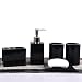 Resin Soap Dish, Soap Dispenser, Toothbrush Holder & Tumbler Bathroom Accessory 5 Piece Set (black)