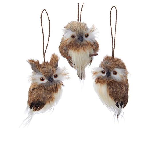 Brown Hanging Owl Ornaments, 3 Assorted