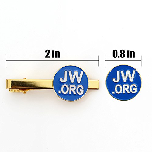 Image of Perfect JW.Org Gift - Necktie Clip and Lapel Pin Set With JW.ORG Logo Gift Box - Round - Gold+Blue