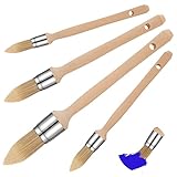 Lounsweer 4 Pieces Trim Paint Brush Edge Painting Tool with Wooden Handle Painting Tool Round Small Trim Corner Paint Brush for Sash Baseboards House Wall Edges and Art Supplies, 4 Sizes
