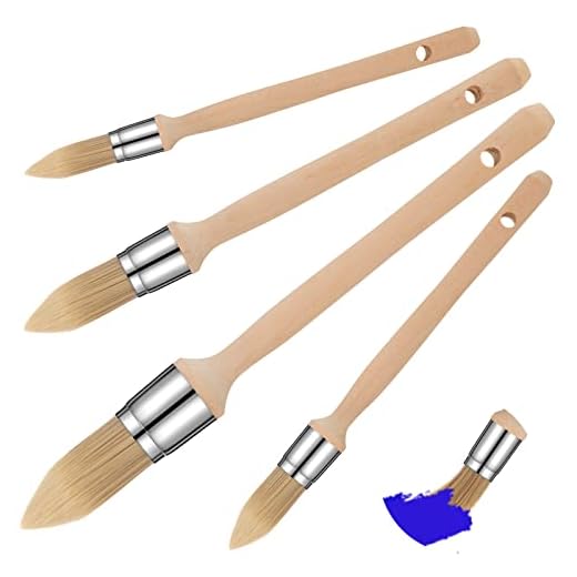 4 Pieces Trim Paint Brush Edge Painting Tool with Wooden Handle Painting Tool Round Trim Brush Corner Paint Brush for Sash Baseboards House Wall Edges and Art Supplies, 4 Sizes