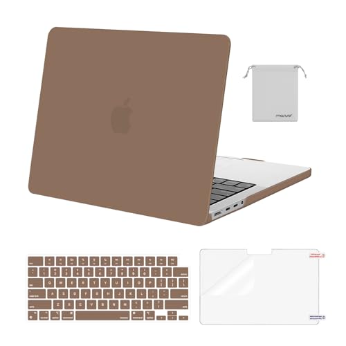 Image of MOSISO Compatible with MacBook Pro 14 inch Case 2025 2024 2023 2022 2021 M5 M4 M3 M2 M1 A3434 A3112 A3185 A3401 A2918 A2992 A2779 A2442, Hard Shell&Keyboard Cover&Screen Film&Pouch,Caramel Brown