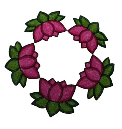 Image of Rangoli Floor Decoration Mat, Haldi & Mehndi Ceremony, Pooja and Festivals | Traditional Floral Design Decorative Mat for Home Entrance, Mandap & Event Decor