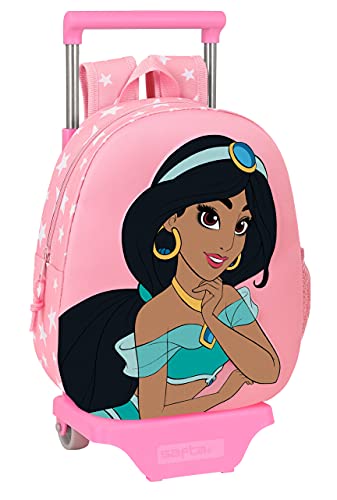 Safta Mochila con Diseño 3D y Carro 705 de Aladdin, 270x100x320 mm, Rosa Claro