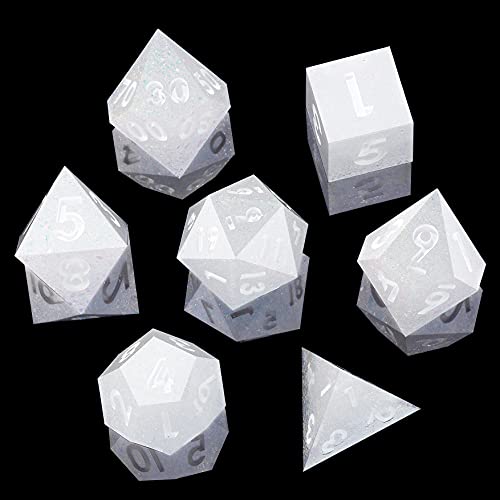 DND Dice Set MINI PLANET DND Dice Set for Dungeons and Dragons Sharp Edge DND Dice Resin DND Dice Polyhedral Dice Set Opal Color DND Dice Set Arctic Snow