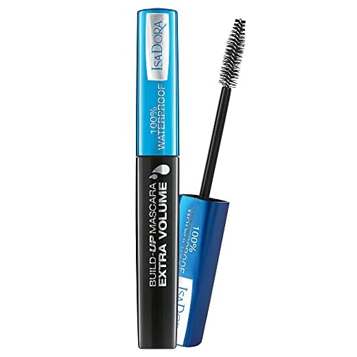 IsaDora Build Up Vattenfast Volymmascara - Waterproof Mascara Extra Volume and Length 20 Black – Vattenresistent Long Lasting Volym Mascara för Tjocka Långa Fransar Vegan Makeup för Känsliga Ögon, Svart 12 ml