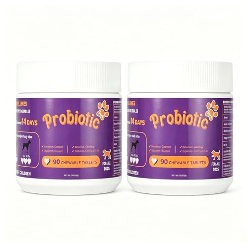 Dog Probiotic Chewable Tablets with Prebiotic, Apple Cider Vinegar & Papaya Powder, Pork Flavor Daily Digestive Supplement for All Breeds Dogs, 90 Count