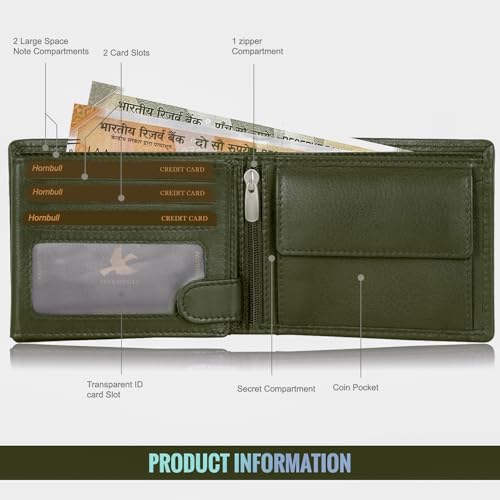 Portefeuille décontracté homme HORNBULL en cuir vert pour la vie quotidienne - 3