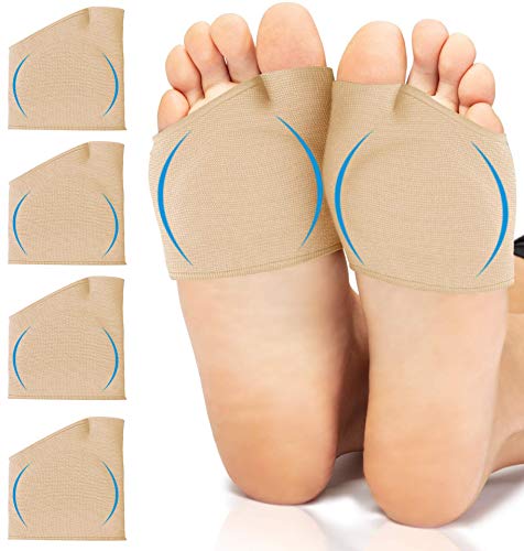 Metatarsal Sleeve with Gel Pads - 2 Pairs - Ball of Foot Cushions with Soft Gel - Fabric Compression - Help Metatarsalgia, Mortons, Neuroma, Calluses Blisters, Diabetic Feet - for Women, Men (Nude)