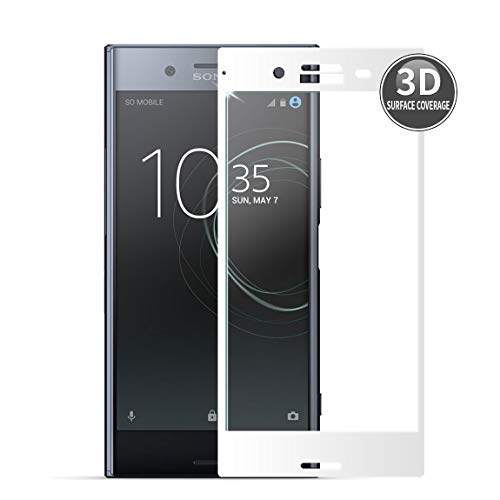 E-Hamii Película Protectora 3D Compatible con Sony Xperia XZ Premium (Blanca) Protector Completo de la Cobertura Proteccion de Vidrio Templado 9H Anti-Cero Protector de Pantalla Completa HD