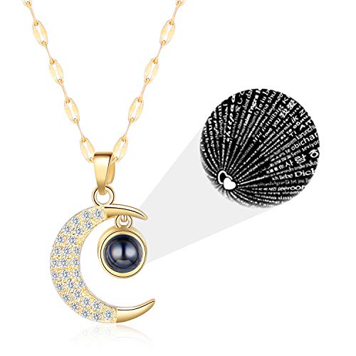 Dainty 18K Gold Plated Stainless Steel Y Pendant Necklace Multilayer Cross Necklace Adjustable Layering Choker Necklaces for Women(Moon Zircon Gold)