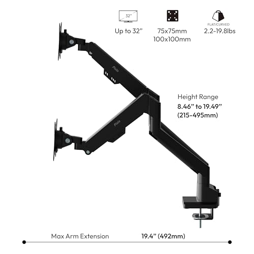 Image of Pixio Two PX249 Wave 24 inch 240Hz Refresh Rate FHD 1080p Resolution IPS Panel 4ms GTG Response Time Gaming Monitor and PS1D Wave Black Dual Monitor Arm