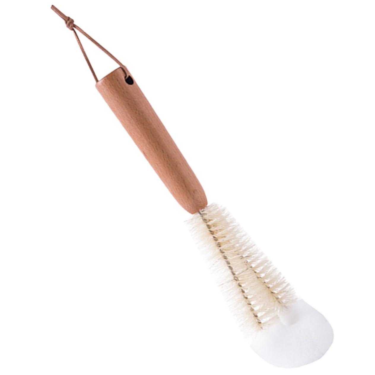 Healeved Japanese Ash Handle L-Bend Brush Dish Scrubber Cup Brush for Coffee Mugs