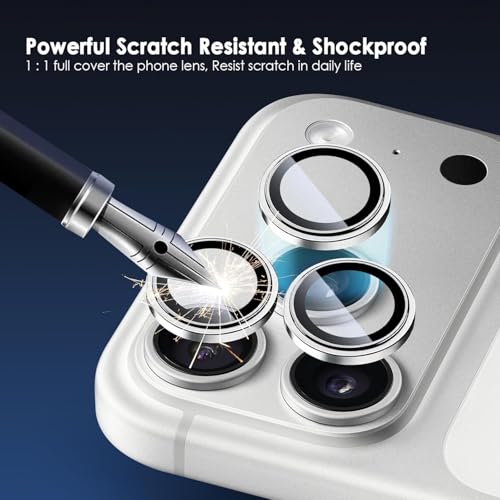 Image of Camera Lens Protector Compatible with iPhone 17 Pro / 17 Pro Max - 9H Tempered Glass Lens Guard, HD Clear, Anti-Scratch, Anti-Drop Camera Protection Ring White