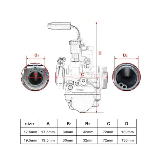 Carburador moto de 17.5mm para motores de 4 tiempos y de 50cc a 80cc con starter manual 3