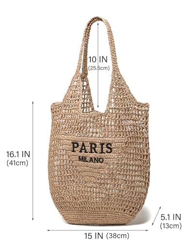 Bolso de playa tejido para mujer, gran tote de verano miniatura 2