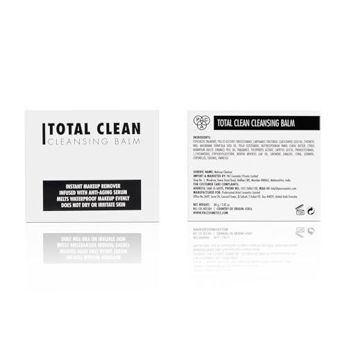 Image of PAC Total Clean Cleansing Balm for Face | Dirt Dissolving Waterproof Makeup Remover with Anti-Aging Serum | Removes Excess Dirts, Detoxifies & Cleanses | Parabeen-Free | For All Skin Type - 80g