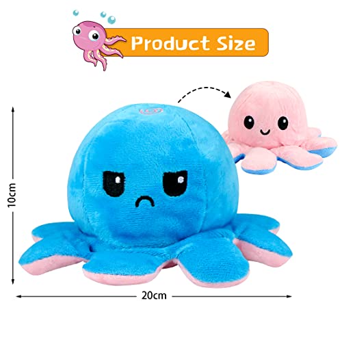 Zaloife Octopus Plüschtiere, Wende Oktopus, Tintenfisch Kuscheltier, Doppelseitiges Flip Plüschtier, Geburtstag Dekorationen Stofftier Geschenk für Kinder Mädchen Jungen Freunde