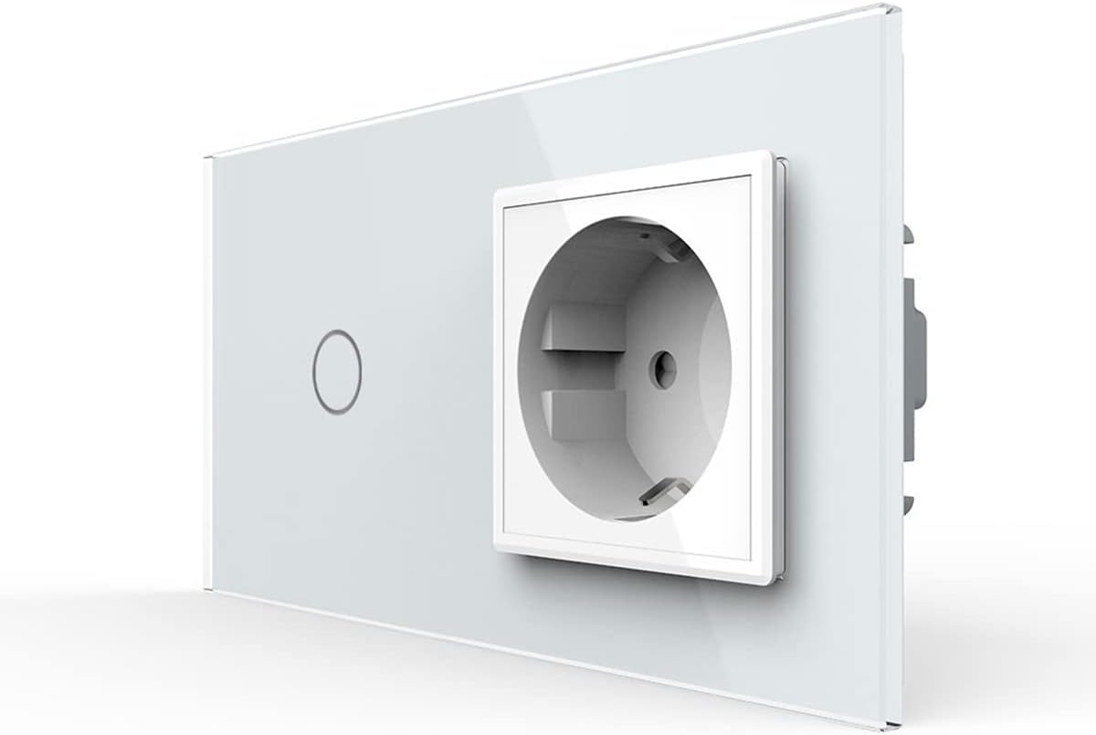 LINA Lichtschalter Steckdosen Set - 3-fach Mit Glasrahmen In Weiß