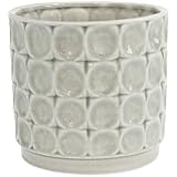 Boston International Embossed Circle Ceramic Planter, Sage Green, Large 7.25'