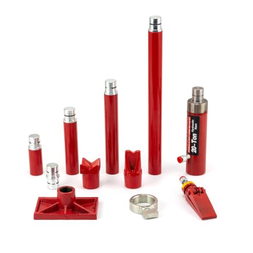 Image of 6-20 Ton Porta Power Hydraulic Jack Kit, Heavy Duty Hydraulic Ram & Pump Set, Auto Body Frame Repair Tool with Extension Tubes for Car, Truck & Garage (20T)