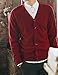 TopTie Men's Sweater Cardigan Casual Fit V-Neck Cotton-Red-L