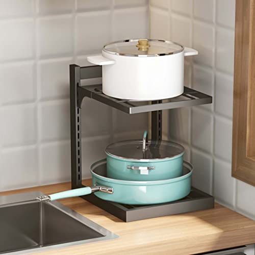 Topfregal, vierstöckig, Küchenorganizer für Töpfe und Pfannen, robustes Lagerregal, bodenstehendes Design für Theke und Schrank