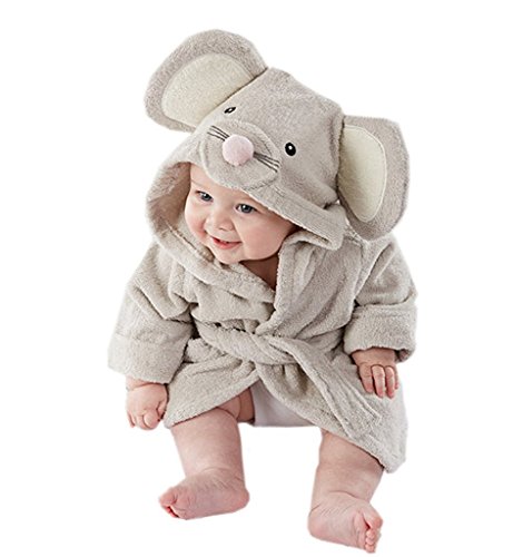 MIMY Baby Boys Bathrobe Sleepwear Tracksuit Thicken Cute Cartoon Animal Hooded Robe For 0-6 Years Old (height:130cm Age:4-6, Mouse)