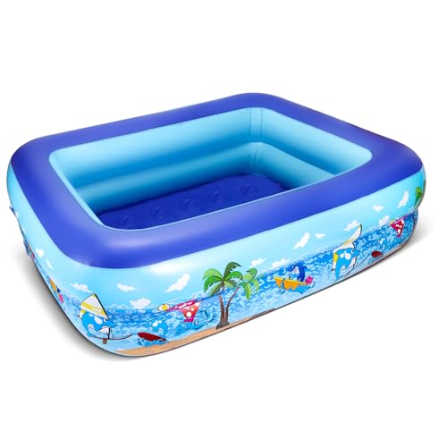 DIELOVEHUA Aufblasbares Planschbecken, 110 x 83 x 34 cm, Kinderpool, Schwimmbecken, für Outdoor Garten, für Kinder (2-6 Jahre) und Haustiere